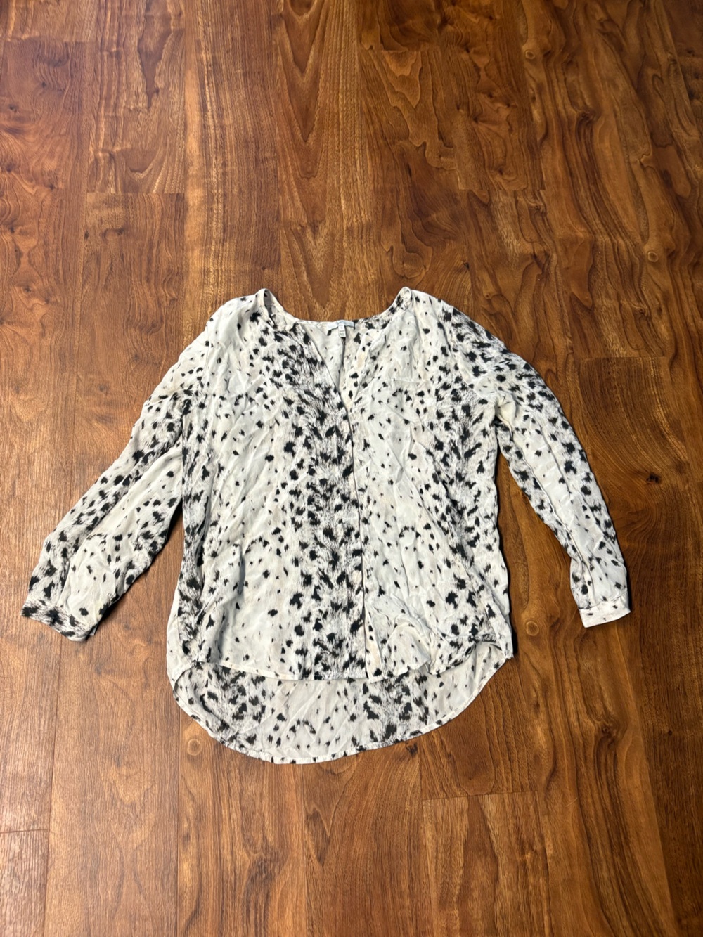 Joie Purine Snow Leopard Silk Blouse Animal Print Cream Black Size S